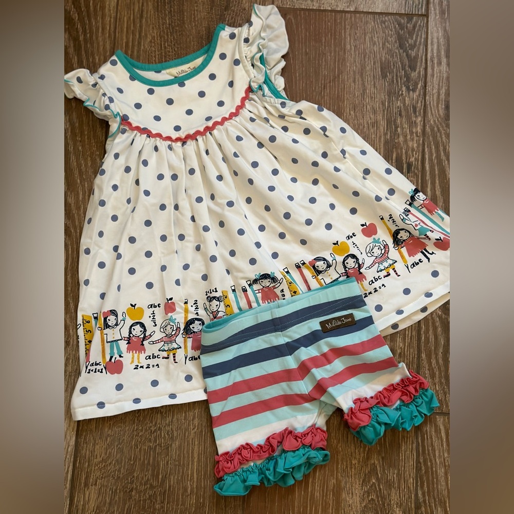 Matilda Jane Back to School First Day Outfit - Size 2 - Dress and Shorties.